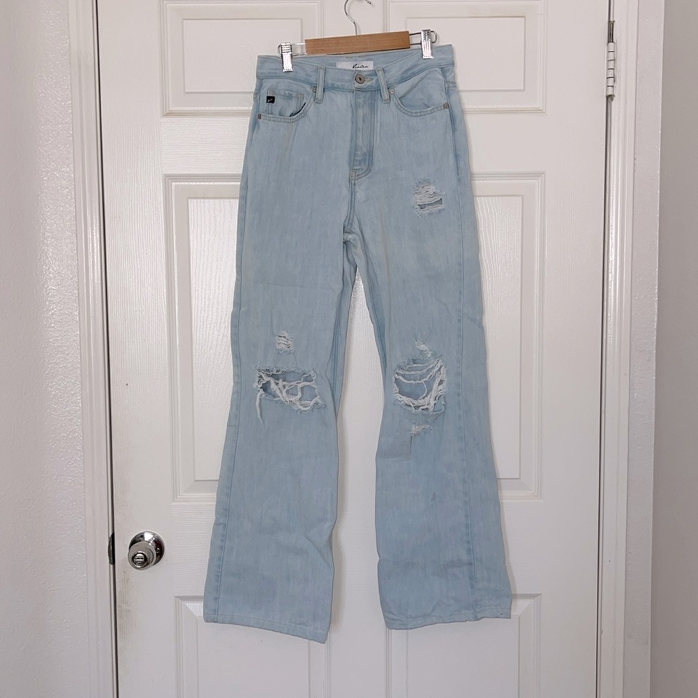 KanCan Light Blue Distressed Wide Leg Jeans